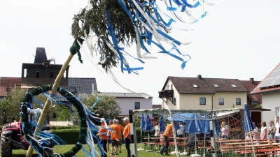 Auch die Flosser Siedler feiern den Start in den Monat Mai mit dem Aufstellen eines Maibaumes. (Bild: lst/exb)