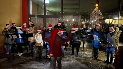 Trotz winterlicher Temperaturen und Schneefall spielten 20 Spielleute beim traditionellen Weihnachtskonzert im Erbendorfer Stadtpark auf. (Bild: Wolfgang Gruber)