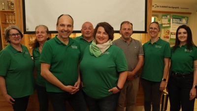 Die Führungsmannschaft von „D´Goaslandler” in Rieden: Maria Dietl (v.l.), Claudia Fröhlich, Zweiter Spartenleiter Armin Hofrichter, Regisseur und Dritter Bürgermeister Gerhard Schnabel, Spartenleiterin Franziska Haas-Würz, Heimatvereinschef Hubert Haas, Franziska Bösl, Johanna Weiß (Bild: Michael Rabenhofer)