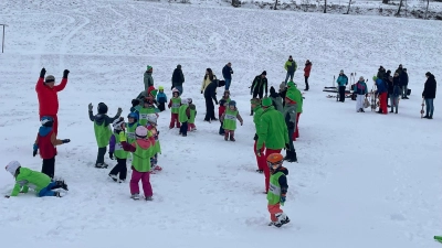 Einen Skikurs mit 20 Kinder auf dem Fahrenberg. (Bild: Anton Kummert)