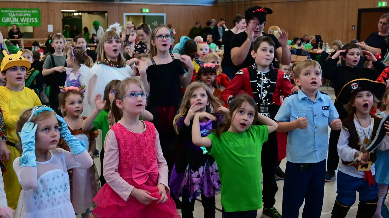 Den Kindern gefällt es beim Fasching in der Mehrzweckhalle. Viel Spaß, Musik und Tanzeinlagen sind geboten.  (Bild: Welnhofer/exb)