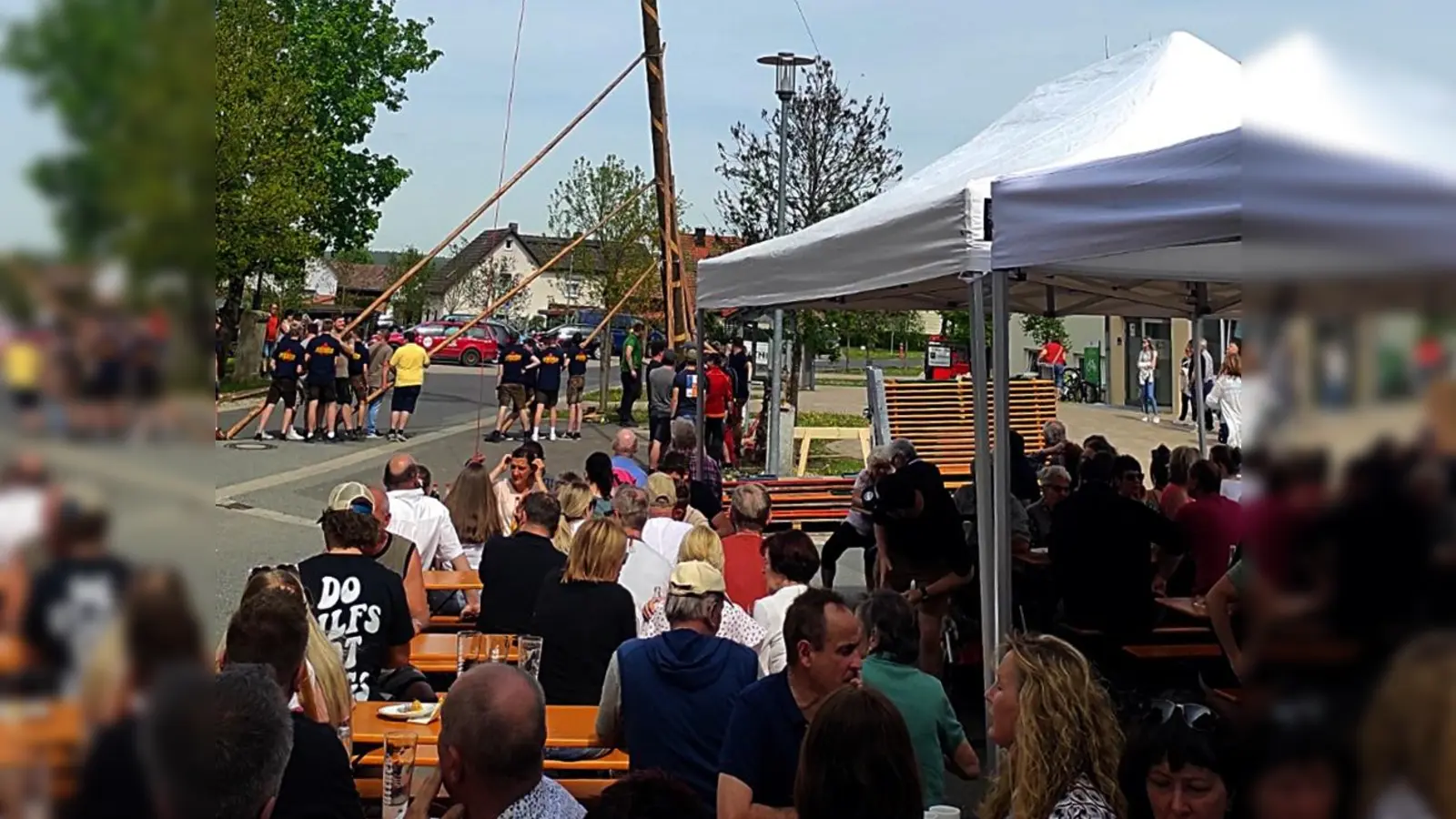 Mit „Hau ruck“ stand das Frühlingszeichen auch in Schlammersdorf in der Senkrechten. Viele Besucher verfolgten das traditionelle Spektakel zwischen Feuerwehr- und Bürgerhaus.<br> <br> (Bild: lgc)