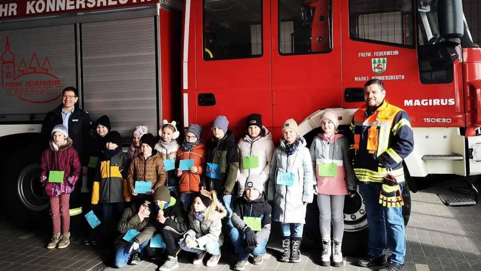 Viel gelernt und erlebt haben die Schülerinnen und Schüler der dritten Grundschulklasse bei einem Besuch bei der Feuerwehr Konnersreuth. (Bild: Grundschule Konnersreuth/exb)