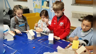 Beim ökumenischen Kinderbibeltag wurden auch Nistkästen bemalt. (Bild: Toni Rauch/exb)