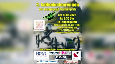 Flyer des Seifenkistenrennens der Landjugend Frankenpfalz am 10.08. ab 9:30 in Langengefäll bei Kirchenpingarten- (Bild: Markus Stahl)