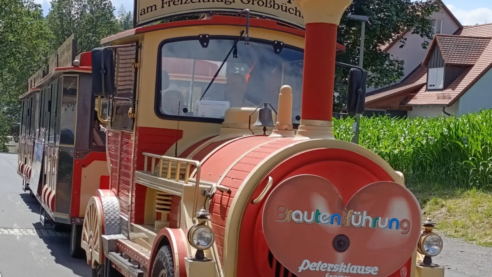 Zum Sommerfest des VdK Waldsassen wurden die Teilnehmer mit der Bimmelbahn gefahren. (Bild: Dekrell/exb)