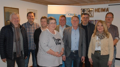 Die neu gewählte Vorstandschaft: Paul Böhm, Markus Fleischmann, Wolfgang Wermke, Rita Geitner, Hans Edenharter, Vorsitzender Mathias Huger, Peter Braun, Gabi Kirschner, Peter Gürtler (v. l.) (Bild: Mathias Huger)