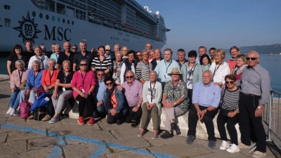 Foto zeigt die Gruppe bei der Ankunft in Triest (Bild: Ludwig Brunner)