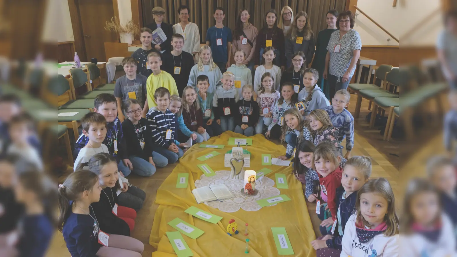 Über 20 Kinder waren beim Kindebibeltag am Samstag ins Pfarrheim St. Josef gekommen und erlebten einen unterhaltsamen und lehrreichen Spiel- und Bastelnachmittag, der durch viele Auftritte und Spiele bereichert wurde. (Bild: Fred Lehner)