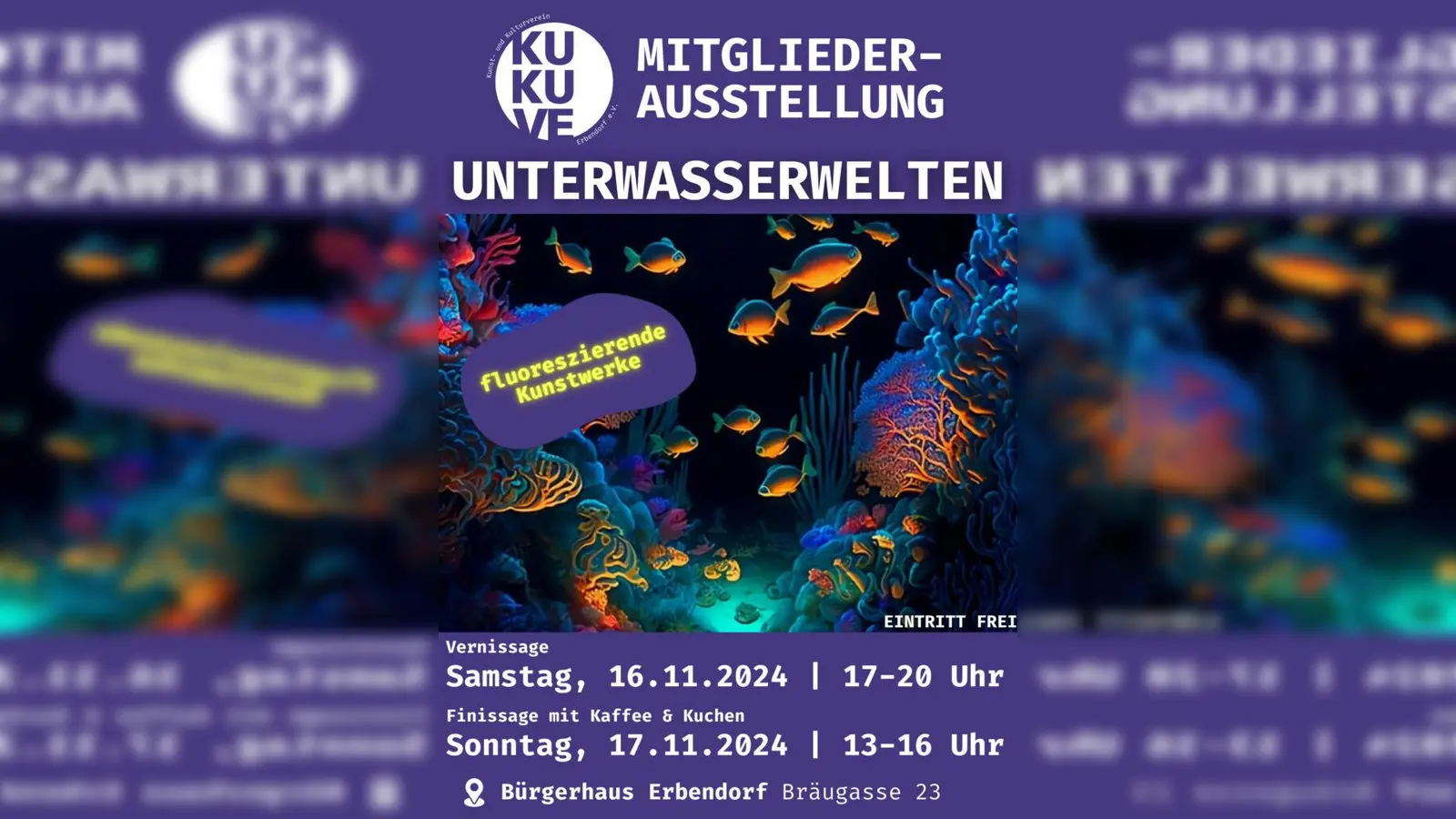 Einladung zur Mitgliederausstellung „Unterwasserwelten” des Kunst- und Kulturvereins Erbendorf e. V., am 16./ 17.11.2024 (Bild: David Frischholz)