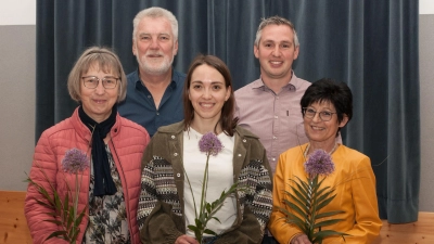 Das neue Vorstandsteam (von links): Schatzmeisterin Frischmann Elfriede, Vorsitzender Heinrich Hildebrand, Schriftführerin Bayerlein Marina, Zweiter Vorsitzender Andreas Solter, Mitgliederverwalterin Liane Adam  (Bild: Bernhard Rauch/exb)