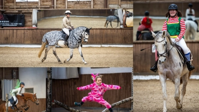 Reiter, Pferde und Zuschauer hatten viel Spaß bei den Faschings-Reitertagen in Hahnbach. (Bild: Dr. Carmen Lööck/Ostseepfalz Fotografie)