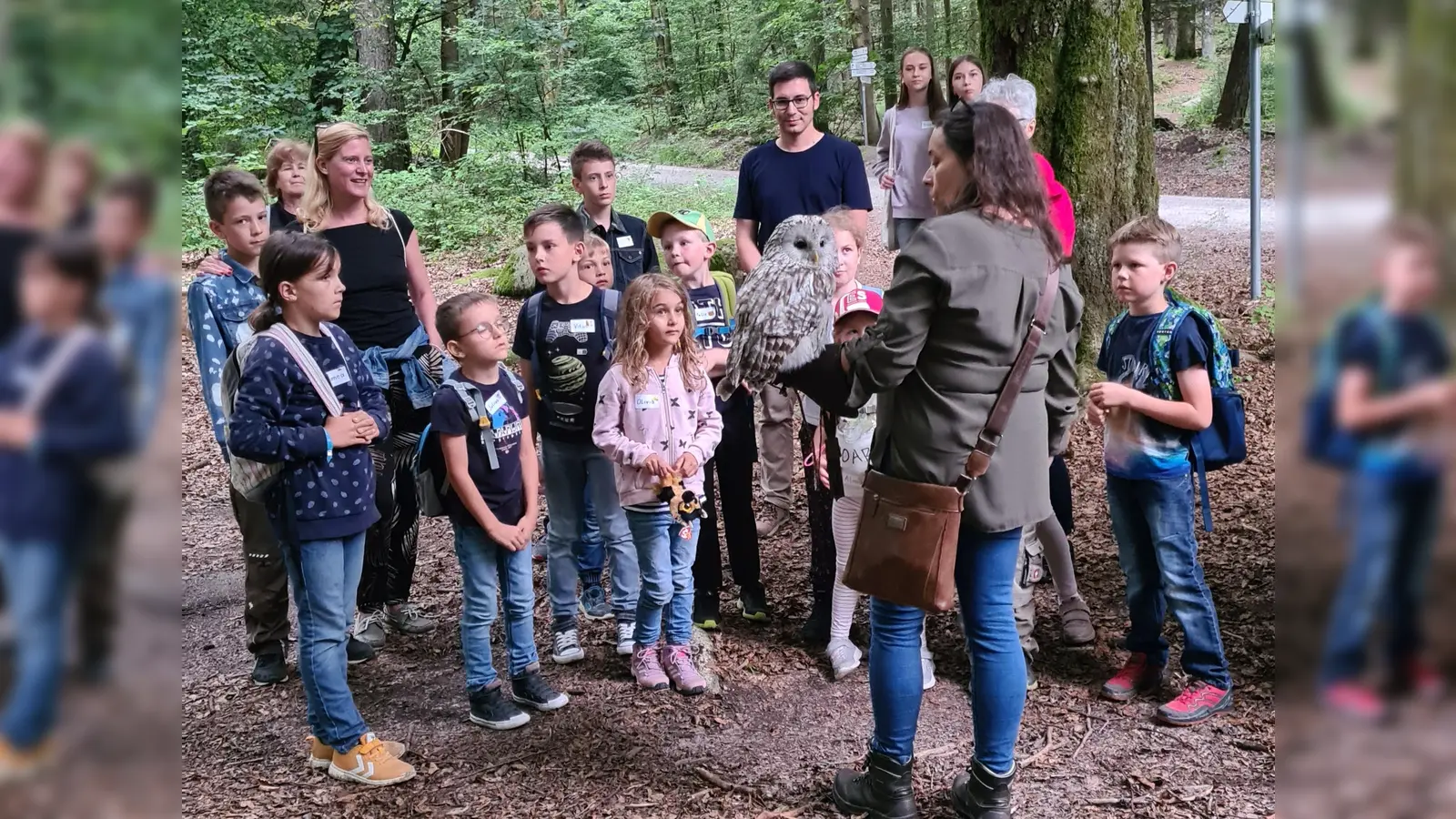 15 junge Naturforscher begaben sich auf eine Eulenwanderung im Steinwald.  (Bild: Rosa Bradtka)