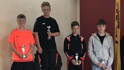 Die Sieger der Klasse 4(links nach rechts)Rang 2 Jonas Kraus,Rang 1,Luca Sebald beide MSC Auerbach,Rang 3 Jens Bergler(MSCTirschenreuth)Rang 4 Ben Koller (MSC Wiesau) (Bild: Karl-Heinz Dietrich)