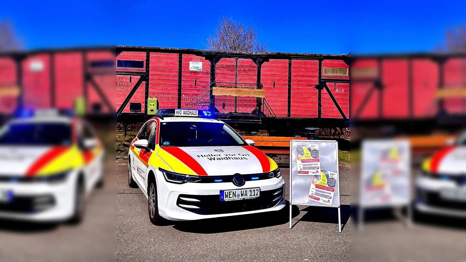 Die Helfer vor Ort Waidhaus laden zur feierlichen Segnung des neuen Einsatzfahrzeuges ein. (Bild: Philipp Kraus)