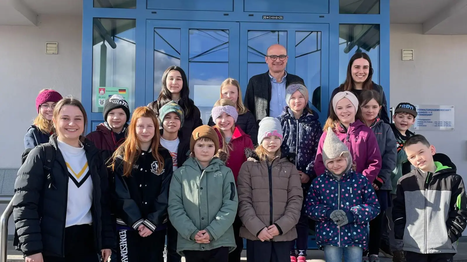 Die Grundschüler statten Bürgermeister Beer einen Besuch ab. (Bild: Moritz Popelka)