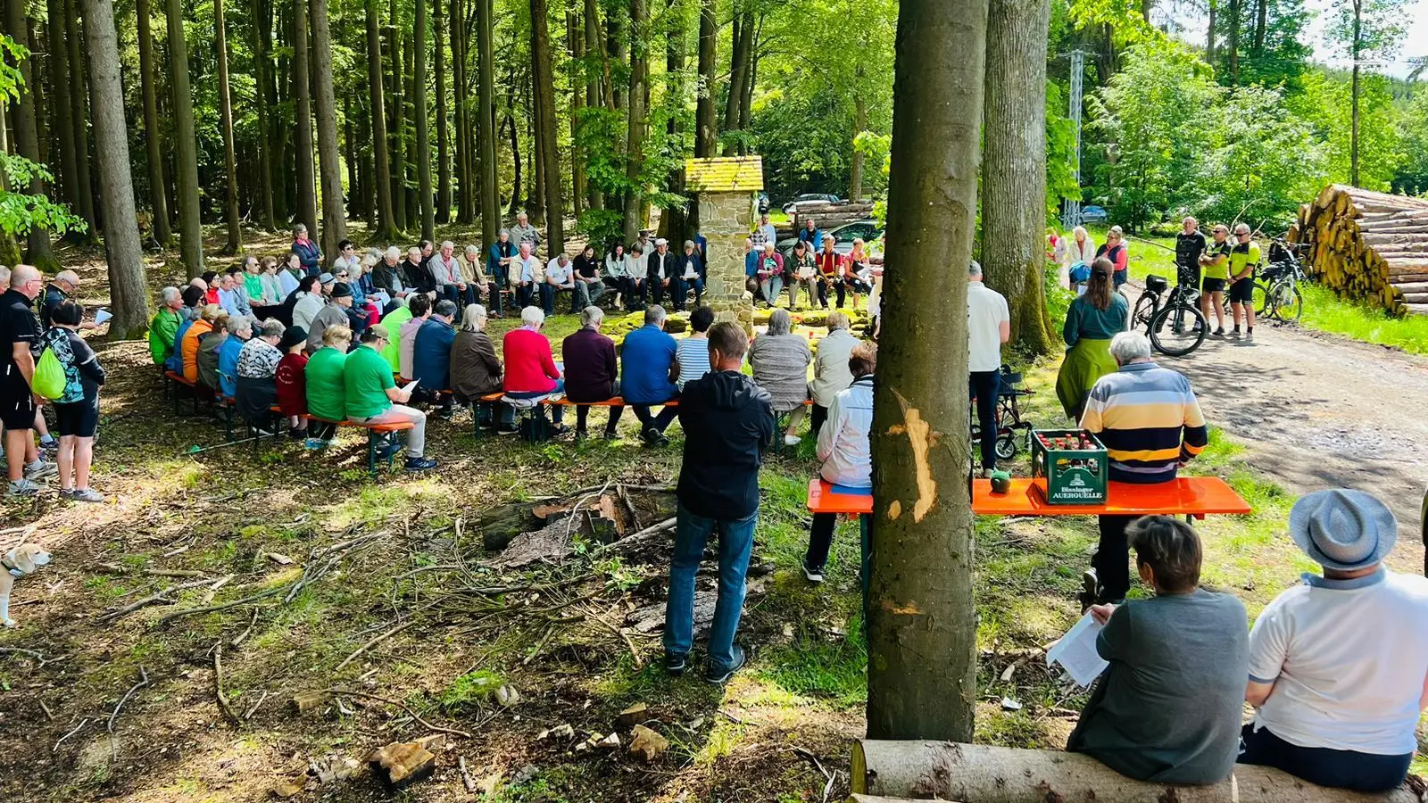 Die älteren Pilger sind mit Autos angereist, aber auch mit Fahrräder oder zu Fuß. Eine stattliche Anzahl pflegt die alte Tradition weiter.  (Bild: Josef Holler)