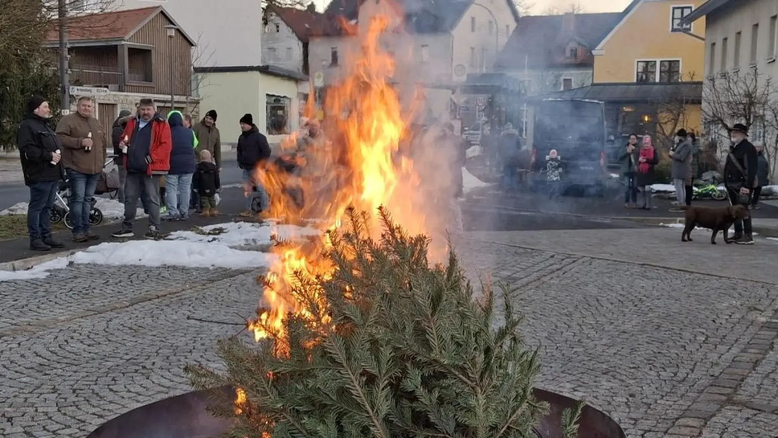 Zahlreiche ausgediente Christbäume gingen bei der JU und CSU in Flammen auf. (Bild: Josef Söllner)